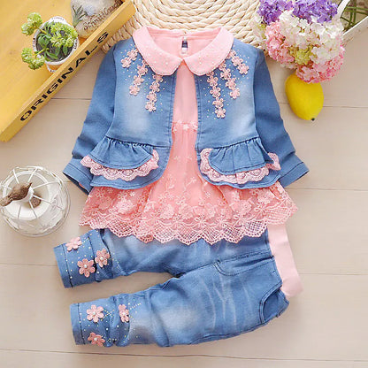 Toddler Girls' Denim Spring 3-Piece Set (Ages 1-3)