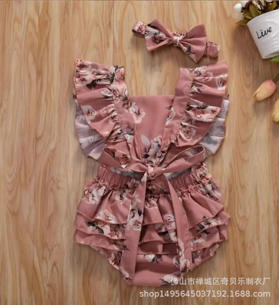 Newborn Baby Girl Romper with Floral Print (0-24M)