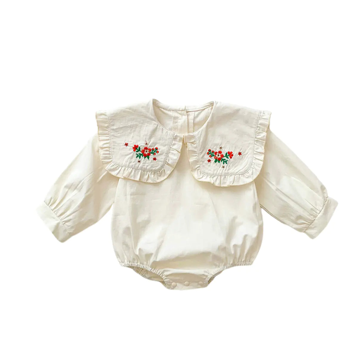 Girls' Baby Lapel Dress with Floral Design