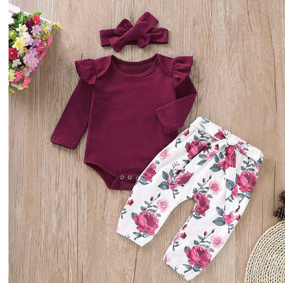 Baby Girl 3-Piece Printed Clothing Suit for 1-3 Years