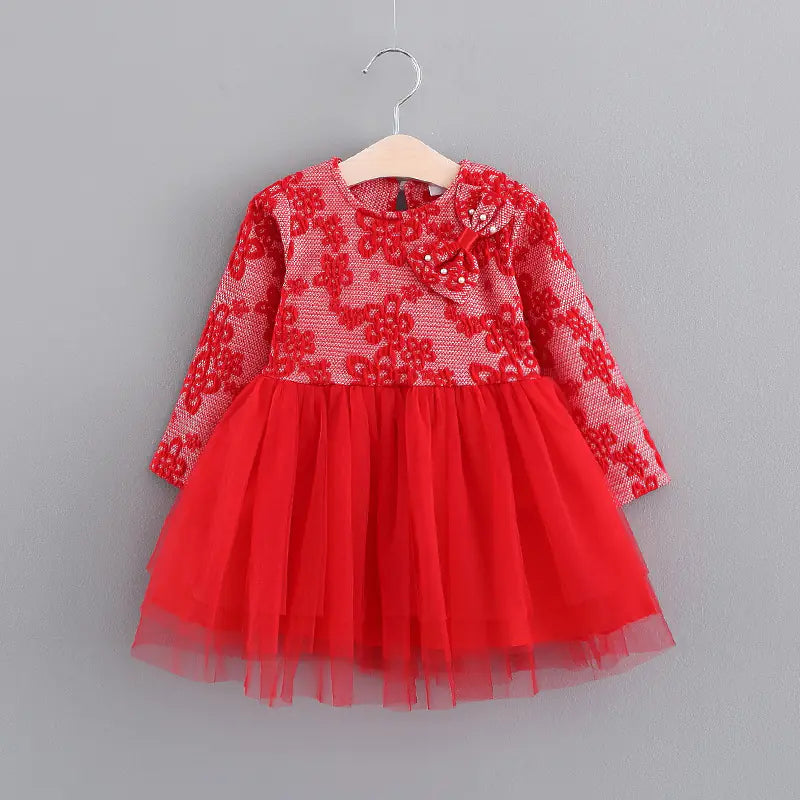 Baby Dress with Pearl Bowknot
