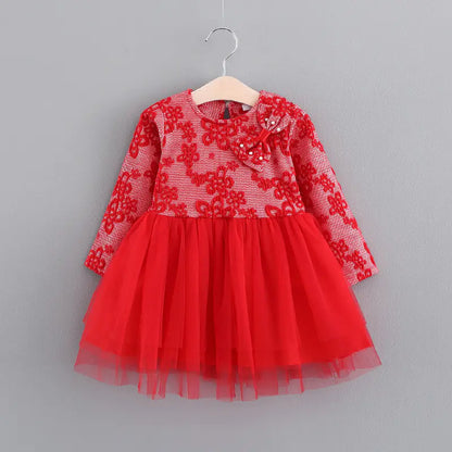 Baby Dress with Pearl Bowknot