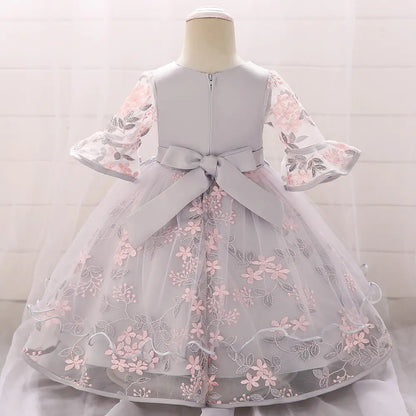 Embroidered Princess Dress with Horn Sleeves for Baby