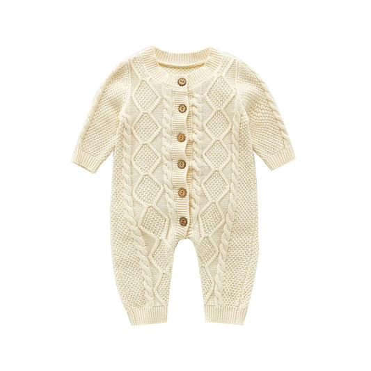 Cotton Knitted Long Sleeve Baby Romper for Boys and Girls