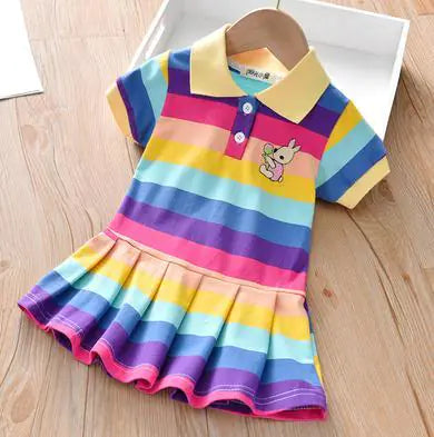 Spring Summer Dress for Baby Girls with Turn-Down Collar