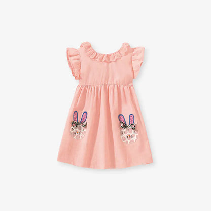 Cute Lace Crew Neck Cotton Dress for Girls
