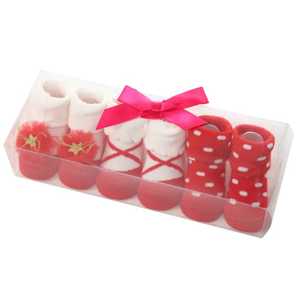 Cute Cartoon Polka Dot Baby Socks with Bow Set