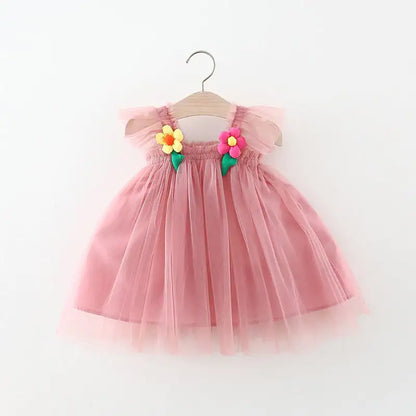 Flounced Sleeve Baby Girl Princess Pettiskirt Dress