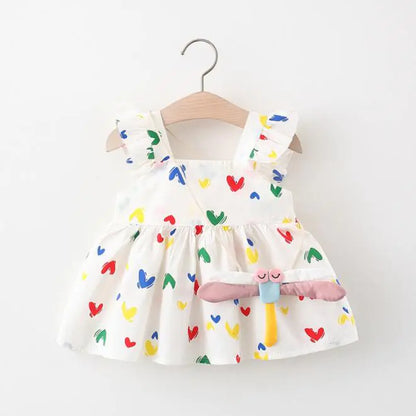 2pcs Cute Cartoon Cotton Summer Baby Dress Set