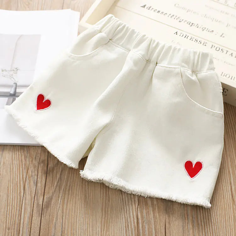 Girls' Embroidered Denim Shorts for Ages 3-8