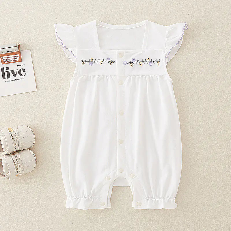 Summer Cotton Baby Romper for Girls - Short Sleeve