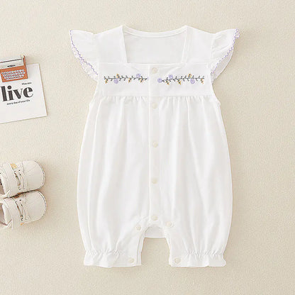Summer Cotton Baby Romper for Girls - Short Sleeve