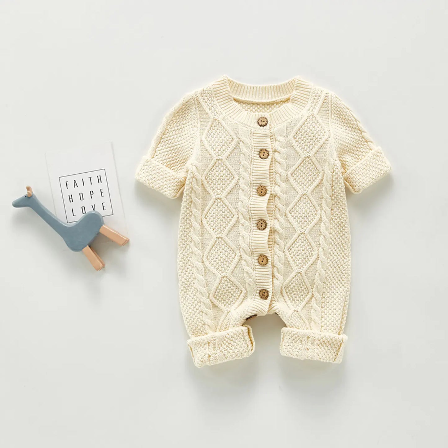 Cotton Knitted Long Sleeve Baby Romper for Boys and Girls