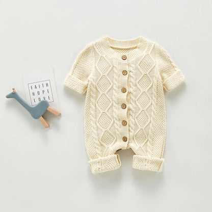 Cotton Knitted Long Sleeve Baby Romper for Boys and Girls