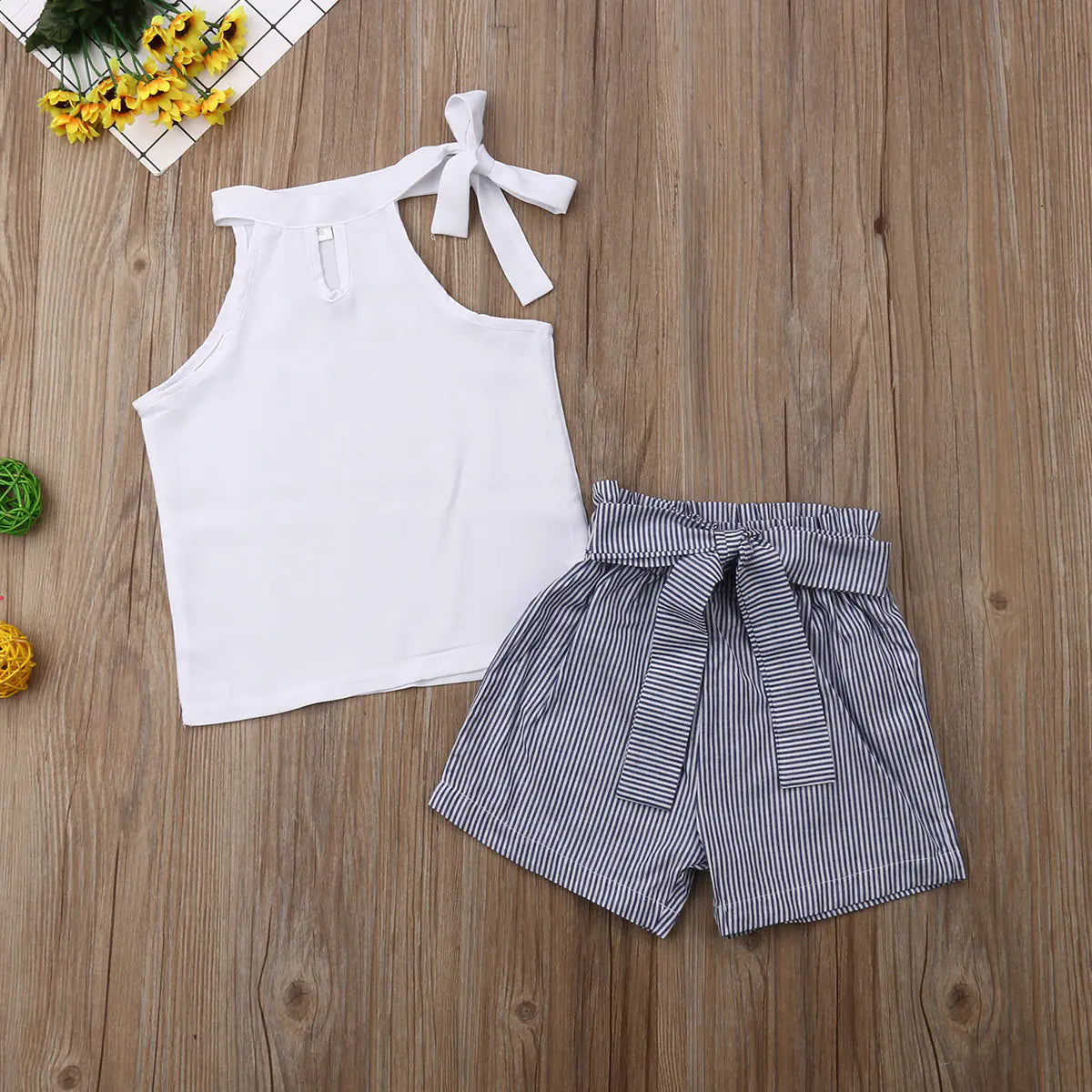 Summer Baby Girl Clothes Set: Sleeveless T-Shirt & Shorts