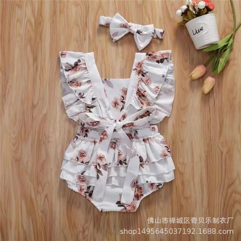 Newborn Baby Girl Romper with Floral Print (0-24M)