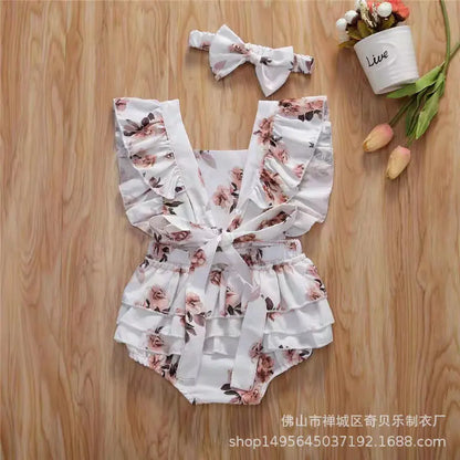 Newborn Baby Girl Romper with Floral Print (0-24M)