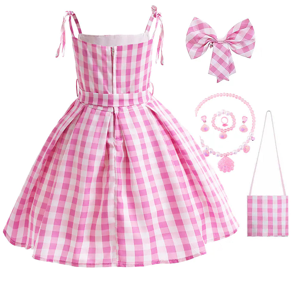 Girls' Holiday Dress Set - 8-Piece Plaid Outfit