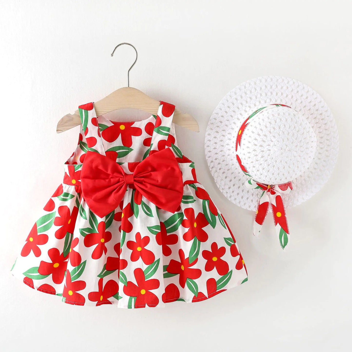 Summer Princess Dress for Baby Girls with Bow and Hat