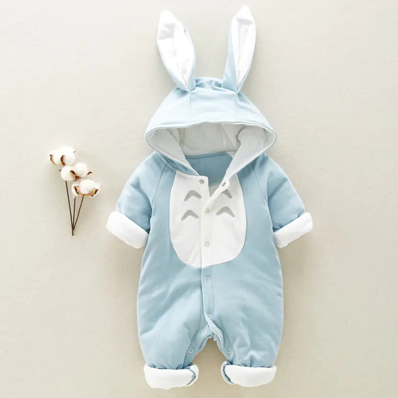 Totoro Cotton Hooded Baby Jumpsuit for Newborns