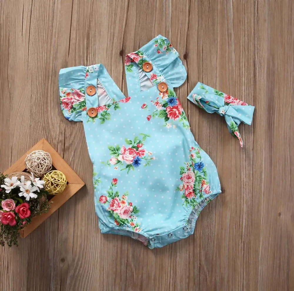 Spring Baby Romper for 1-3 Years with Floral Design