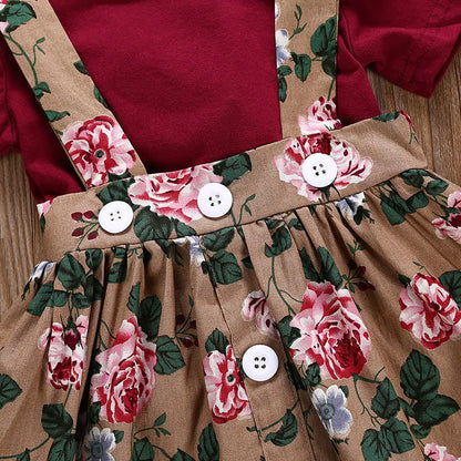Baby Girl Floral Print Two-Piece Dress Set