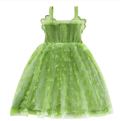 Girls' Summer Dress - Green Butterfly Princess Outfit