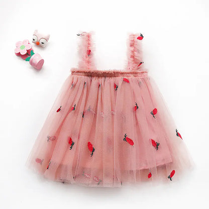Summer New Girls' Embroidered Tulle Dress (Princess Style)