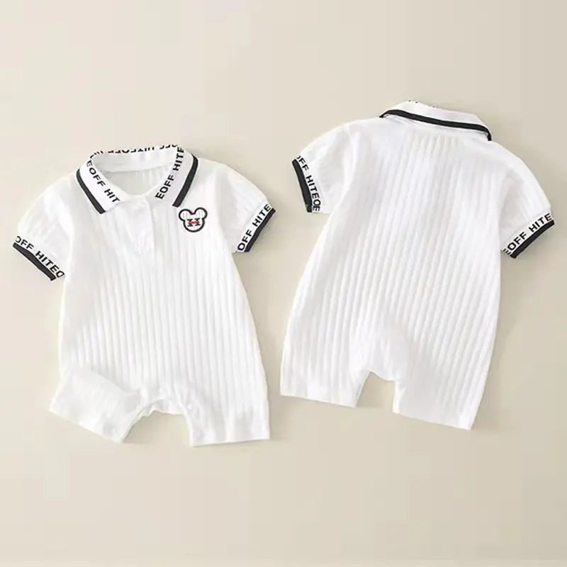 Cute Baby Boy Cotton Short-Sleeved Jumpsuit Romper