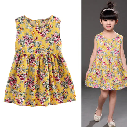 Summer Cotton-Linen Princess Dress for Girls