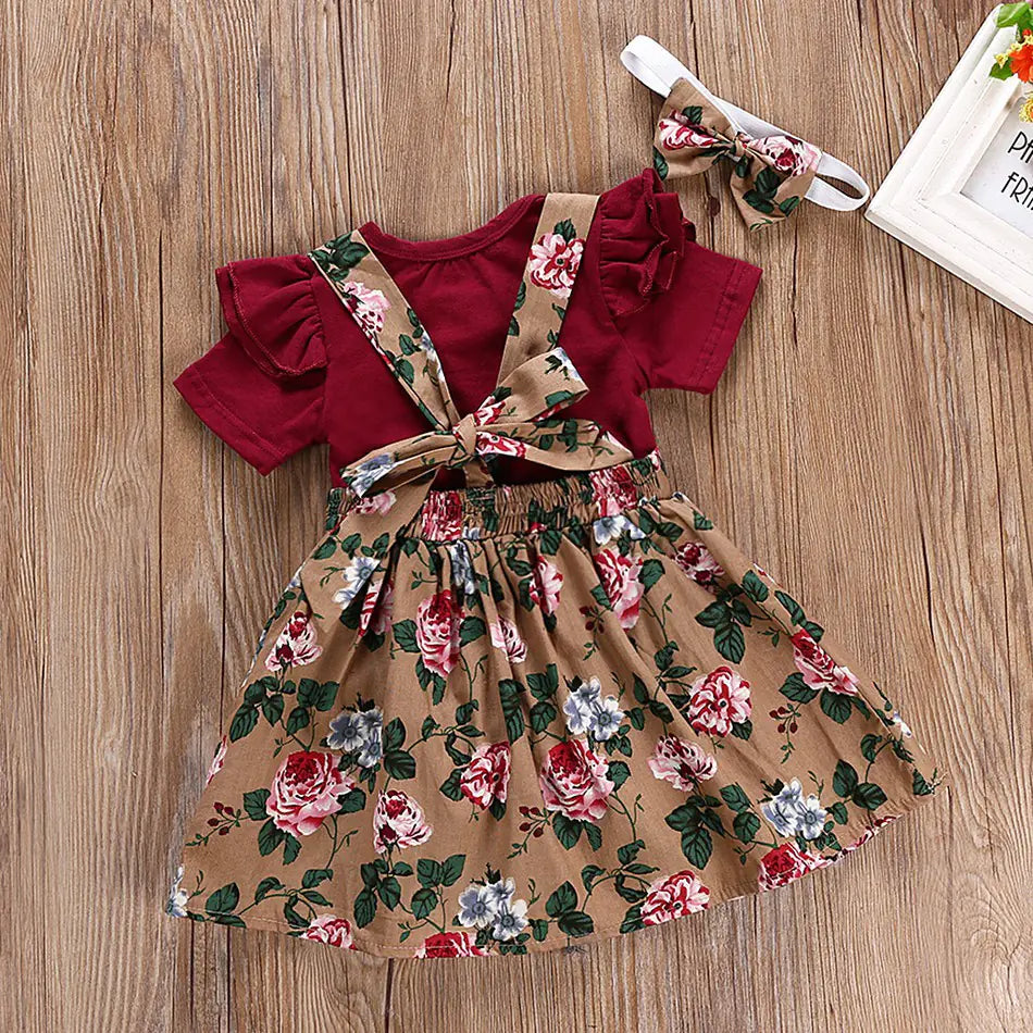 Baby Girl Floral Print Two-Piece Dress Set