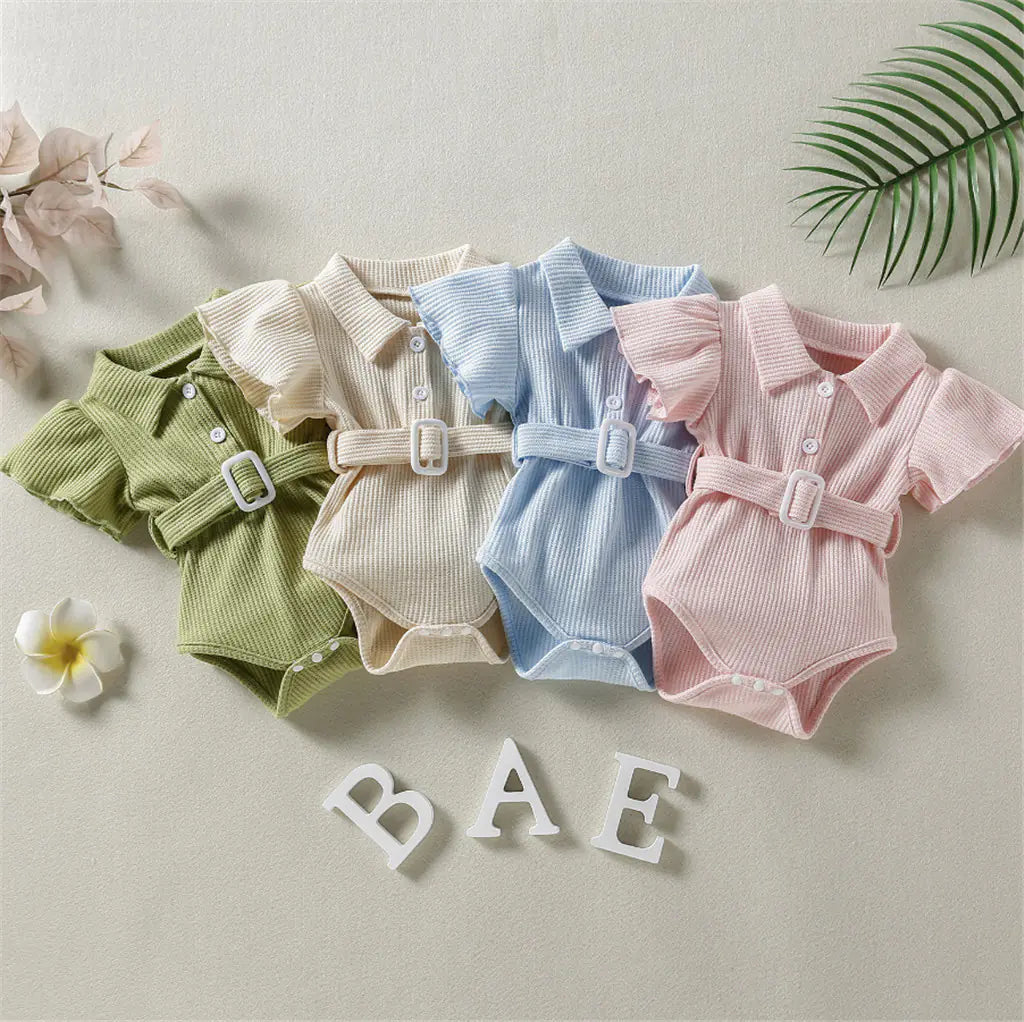 Baby One Piece Belted Romper