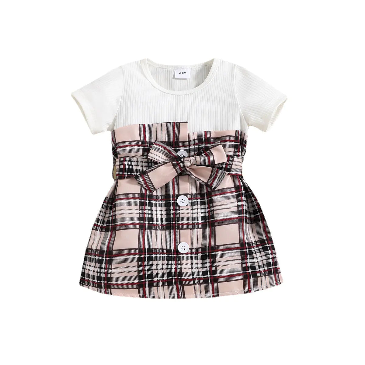 Girls Baby Plaid Two-Piece Dress with Belt