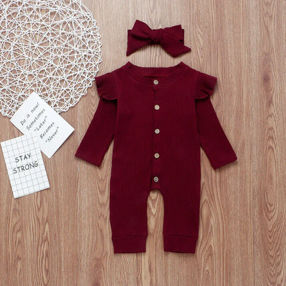 Newborn Ribbed Cotton Romper Jumpsuit Outfit Set