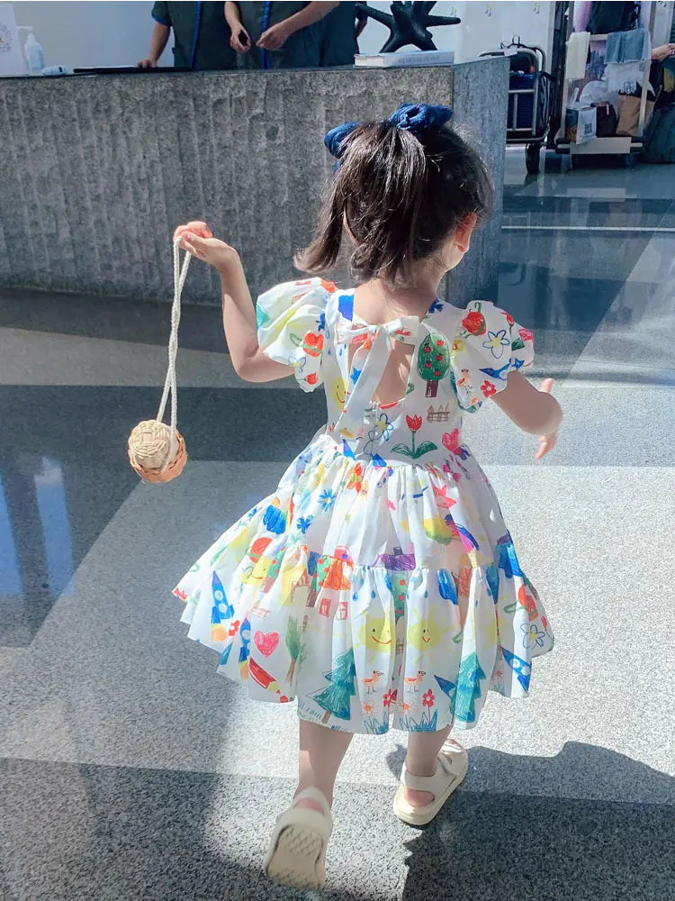 Cute Summer Backless Dress for Girls Ages 3-8