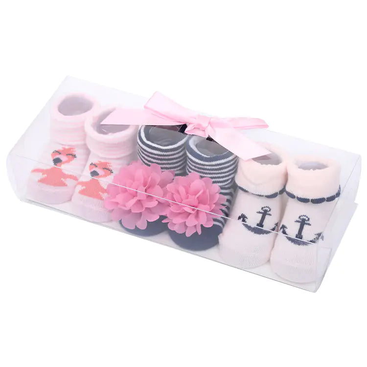 Cute Cartoon Polka Dot Baby Socks with Bow Set
