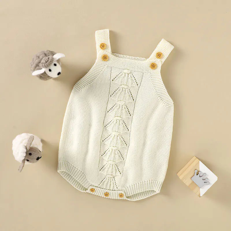 Baby Knitted Sling Solid Color Romper Jumpsuit