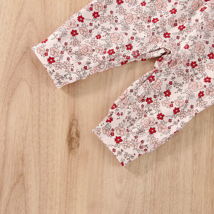 Floral Print Romper for Baby Girls with Straps