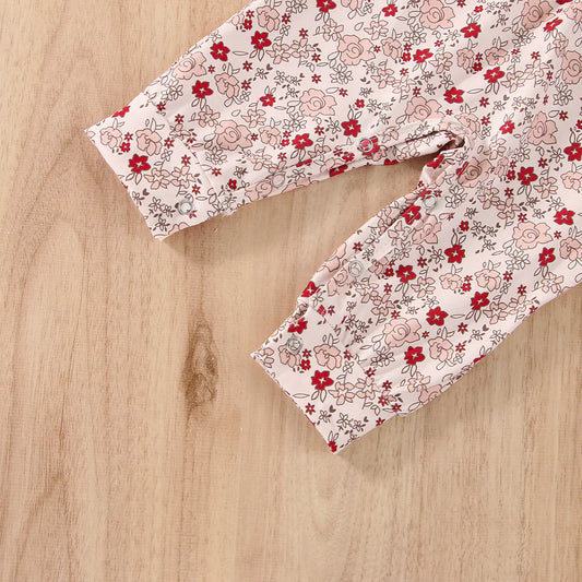 Floral Print Romper for Baby Girls with Straps