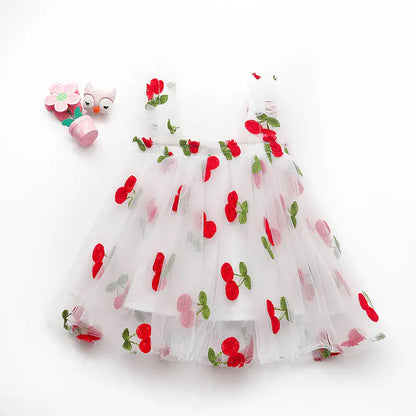 Summer New Girls' Embroidered Tulle Dress (Princess Style)