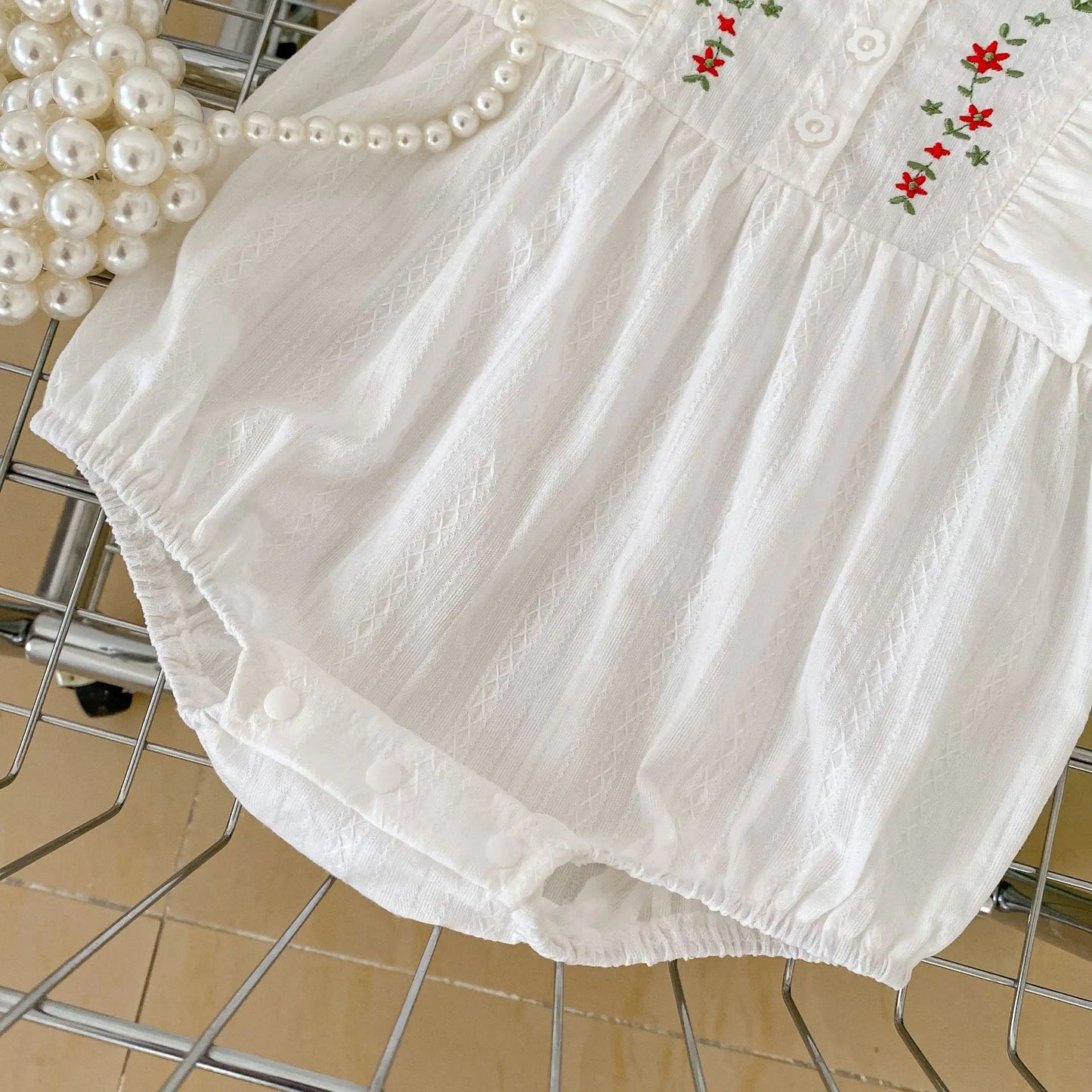 2024 Summer Cotton Baby Romper with Embroidery