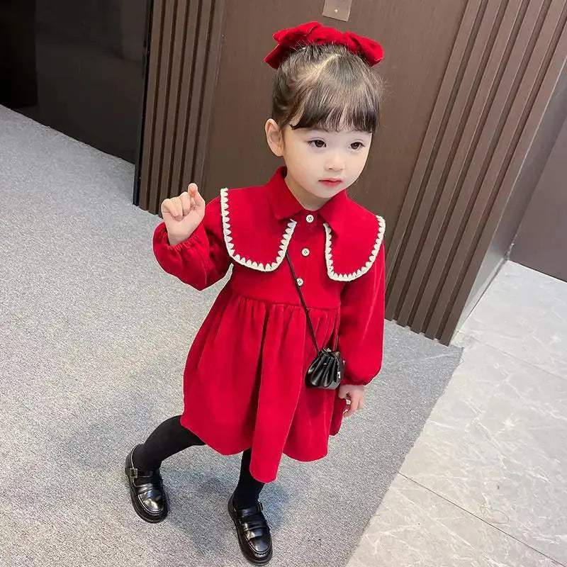 Girls' Lace Long Sleeve Princess Dress