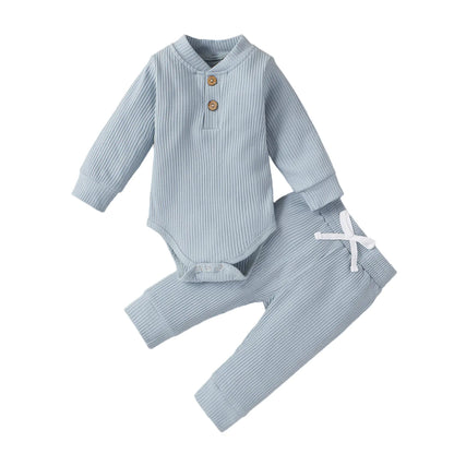 Cotton Long Sleeve Baby Jumpsuit and Pants Set