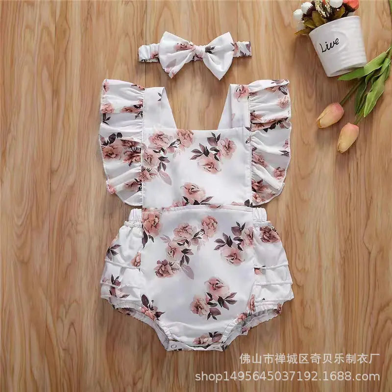 Newborn Baby Girl Romper with Floral Print (0-24M)