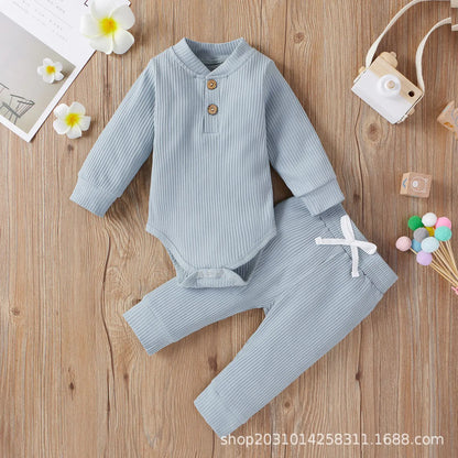 Cotton Long Sleeve Baby Jumpsuit and Pants Set