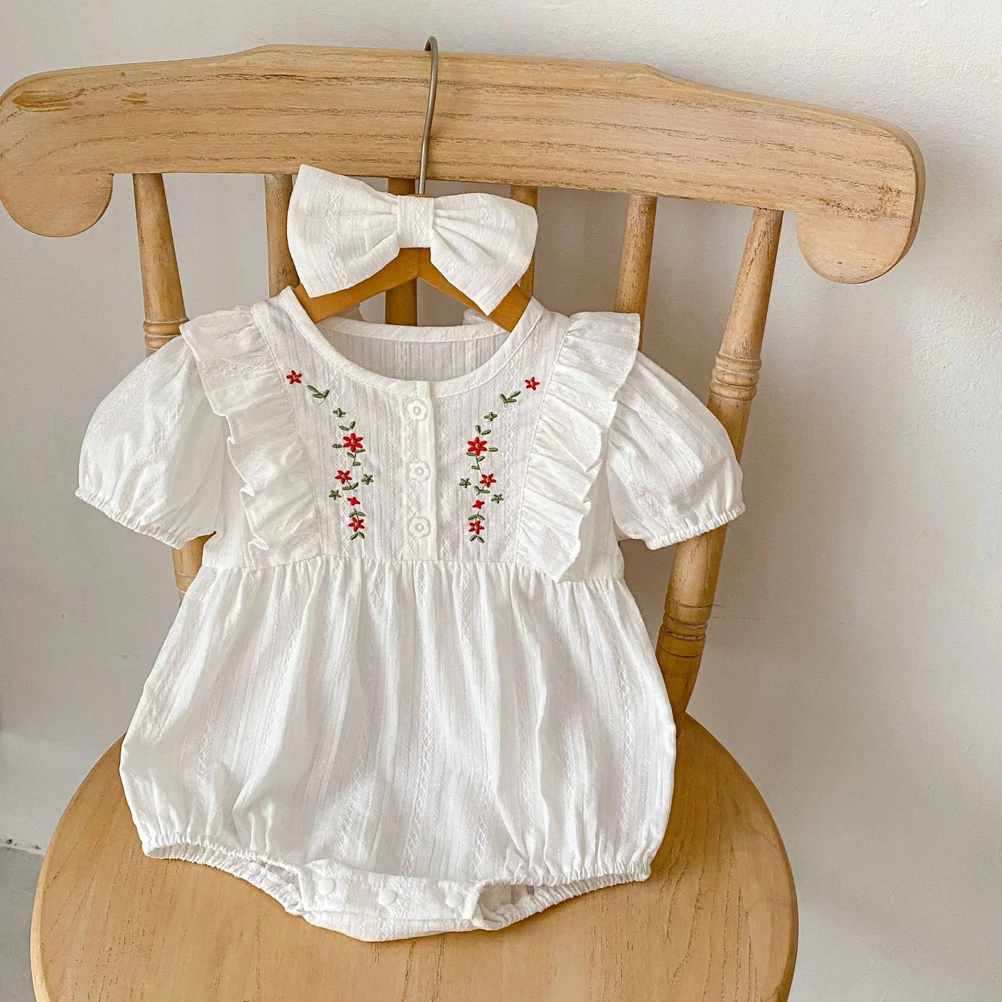 2024 Summer Cotton Baby Romper with Embroidery