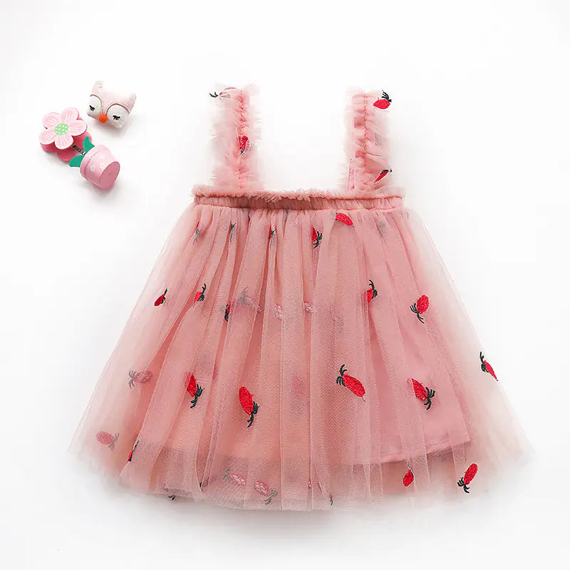 Summer New Girls' Embroidered Tulle Dress (Princess Style)