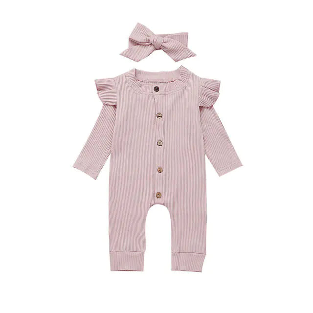 Newborn Ribbed Cotton Romper Jumpsuit Outfit Set