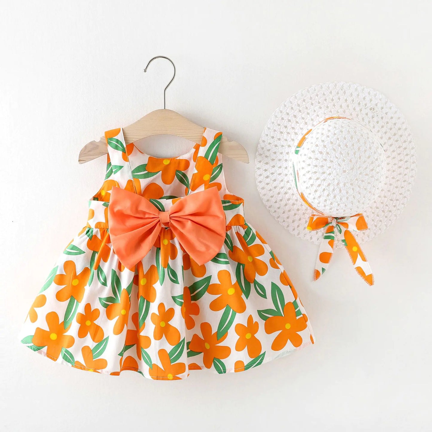 Summer Princess Dress for Baby Girls with Bow and Hat