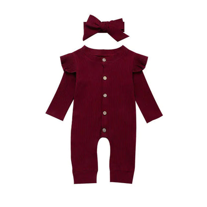 Newborn Ribbed Cotton Romper Jumpsuit Outfit Set
